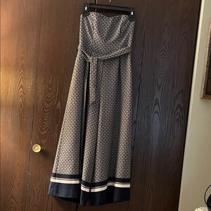 H&M strapless navy and cream patterned jumpsuit. Size 4.